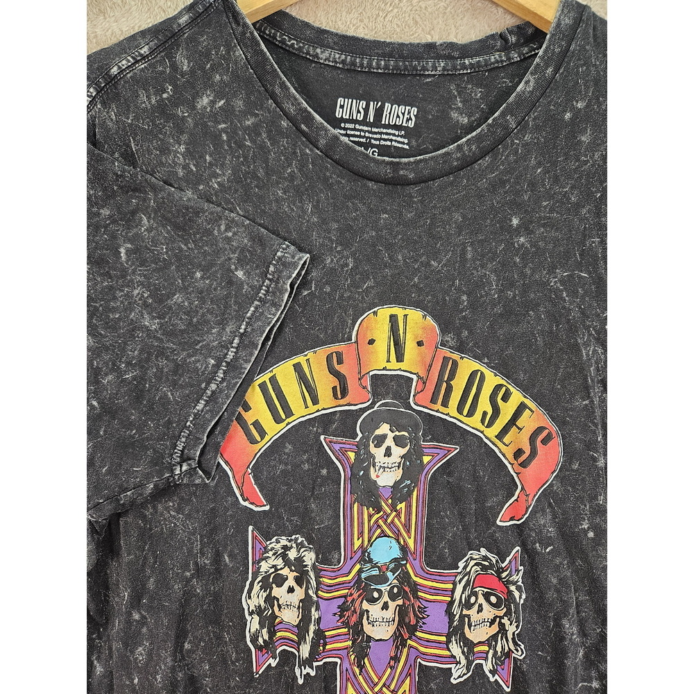 Guns N' Roses Appetite for Destruction T-shirt Black Acid-Wash Iconic Cross - Picture 5 of 10